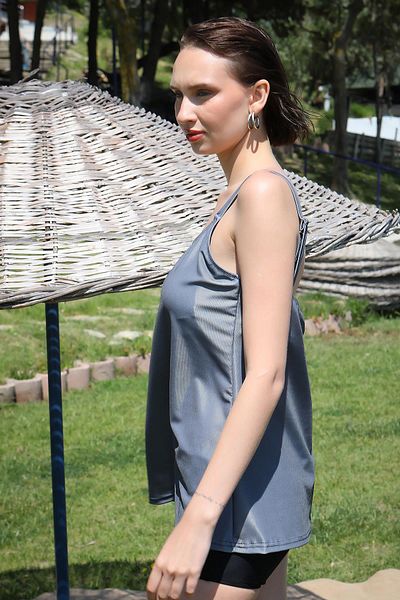 modaserdem Akbeniz Women's Tankini Dress with Shorts Swimsuit Gray 36001