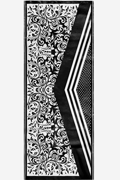 AFVENTE Μαύρο και άσπρο βαμβακερό - μπαρόκ σάλι με σχέδια