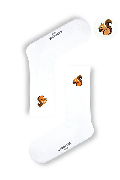 CARNAVAL SOCKS ΚΕΝΤΗΤΕΣ ΛΕΥΚΕΣ ΚΑΛΤΣΕΣ ΜΕ ΣΧΕΔΙΟ ΣΚΙΟΥΡΟΥ