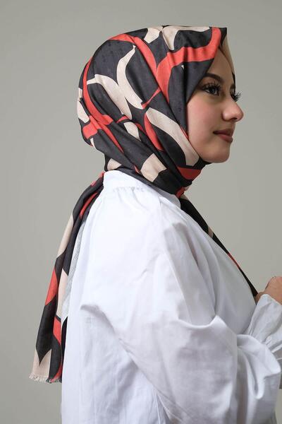 AFVENTE Geometrik Desen Kırmızı Pamuk Şal