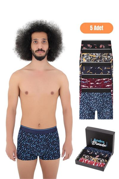 andredimoda Ανδρικά βαμβακερά Lycra Boxers 5 Pack Premium Πακέτο Προίκας Ειδικού Σχεδιασμού
