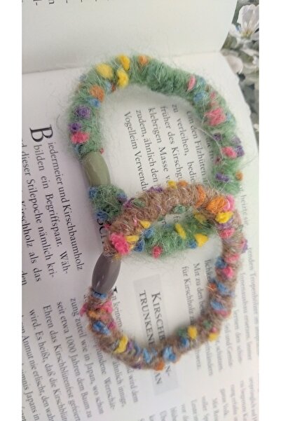 TREND Set of 2 Rubber Hair Clips with Colorful Beads Sport Style - Fashion Hair Accessories in Withered Colors