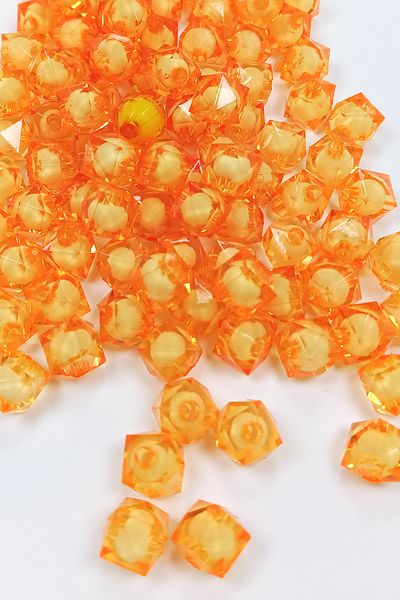 STUMBANNG Cube Bead Internally Beaded Bracelet Bag Bead 10 mm 50 Gr Orange - Bnc452