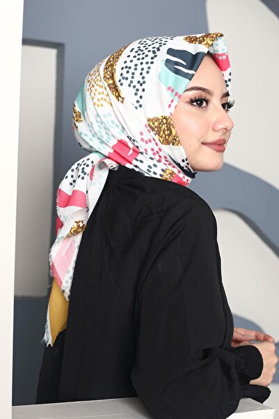 AFVENTE 49 Model Patterned Cotton Scarf - Multicolored