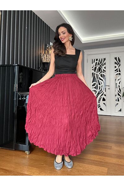 Atelier Derin Fusta Crush cu talie elastică Bordeaux