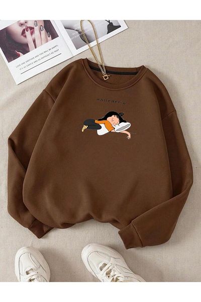 RPT MODA ОБЩА КОМФОРТНА КРОЙКА WE HAVE IT DEALE С ПРИНТ И ДЕТАЙЛИ, ОСНОВЕН СУИТШЪРТ С ОБЪРКАНО ЯКЕ