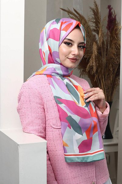 AFVENTE Mint Green Leaf Patterned Soft Cotton Shawl
