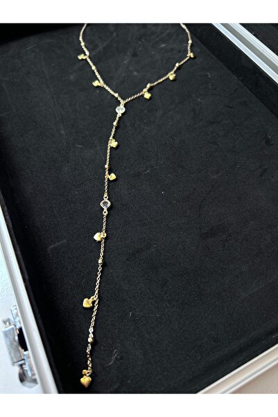 pop up store 14k Altın Kaplama Kalp Detay Uzun Kolye