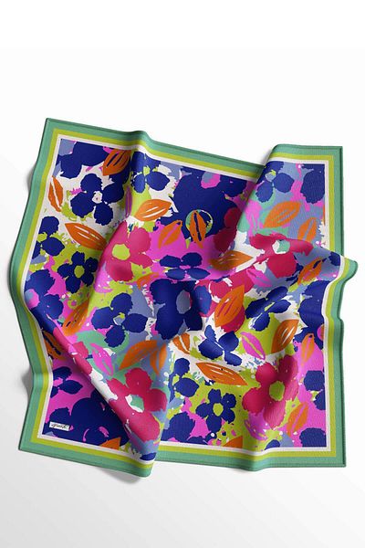AFVENTE Light Green Floral Patterned Soft Cotton Scarf