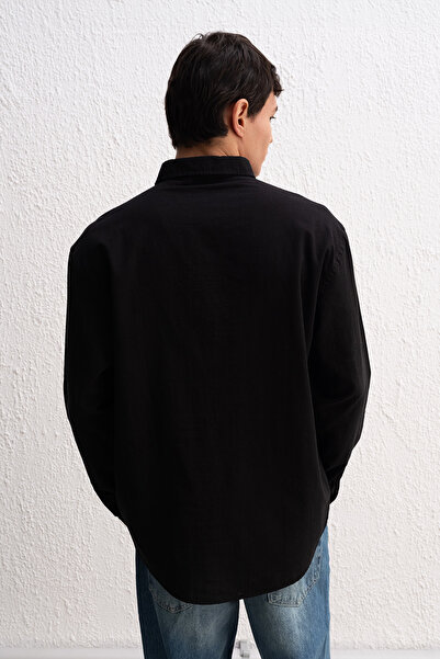 GIESTO Oversized Draped Light Linen Shirt