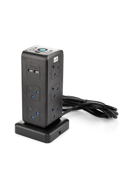 Home Best 10-Way Socket Power Extension Cord with 4-USB Ports 3m