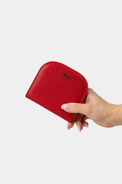 Grande 2817 Minimal Oval Wallet - Red Genuine Leather Design