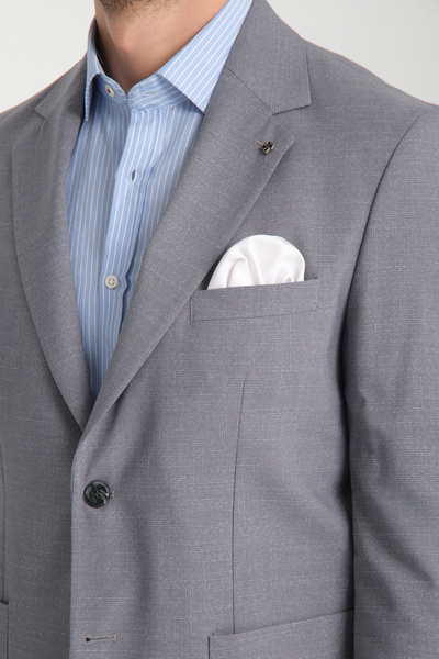 Frappoli Tadic Ανδρικό γκρι μοτίβο ελαστικό ύφασμα Slim Fit τσάντα με τσέπη μισή επένδυση 4 Seasons Blazer Jacket