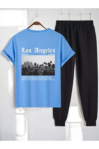 uyguntarz Unisex Los Angles Printed 2-Piece Tracksuit Set