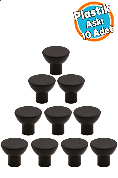 NZB Düğme Çekmece Dolap Kapak Kulpu Kulbu Mat Siyah Plastik Kulp 10 Adet