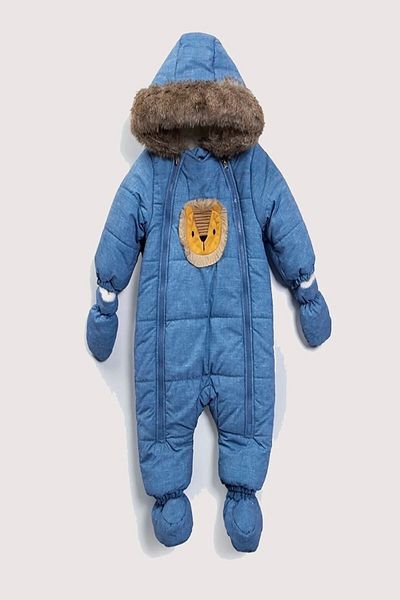 DeKuBaby New Season Lion Figured Soft Fabric Hooded Baby Cosmonaut Jumpsuit with Detachable Gloves and Booties