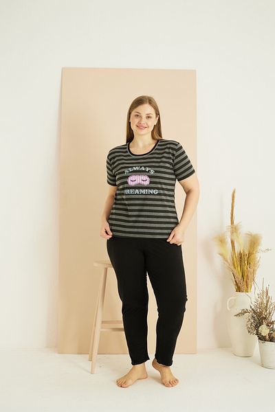 Siyah İnci Pijamale oversize din bumbac Battle Boy cu model de linie neagră antracit 25103771