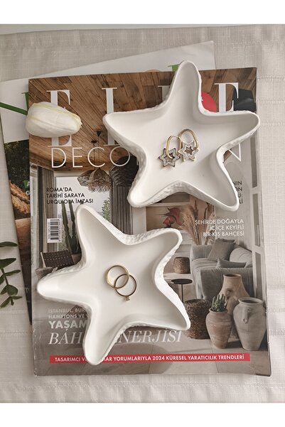 Elan Design Διακοσμητικό πιάτο αστερίας θάλασσας, σετ 2 τεμαχίων, πιάτο κοσμη...