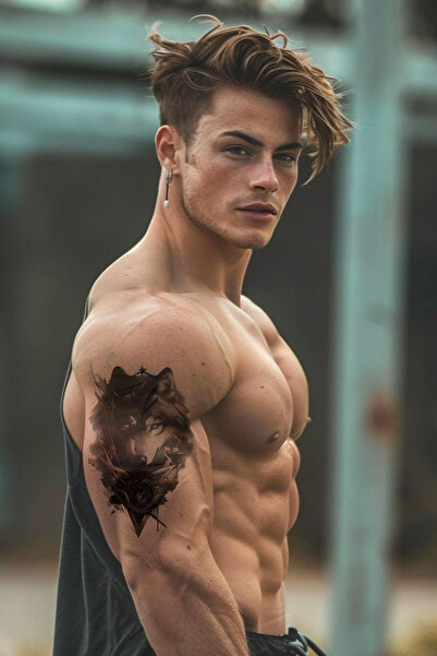 TAKIŞTIR Geçici Kurt Figürlü Büyük Boy Dövme Tattoo