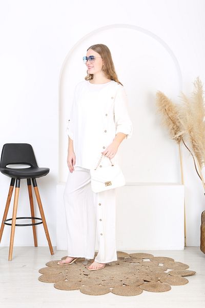 XL Modam PANTALONI MĂRIME MARE ȚESUTI DE VISCOSA DE DAMA SET TUNICĂ