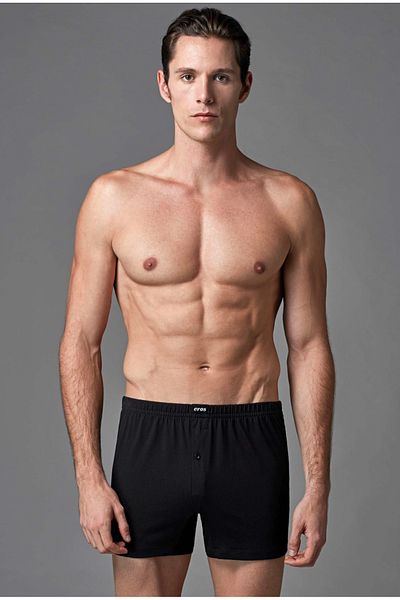 Eros Men'S, 100% Cotton, Colorful (Black-Navy Blue), Front Buttoned, 2 Pack (Boxed) Boxers