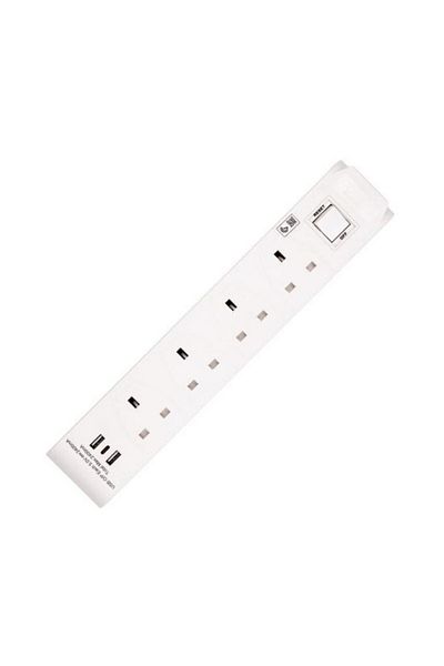 Home Best 4-Socket Power Extension Cord with 3-USB Ports 3m