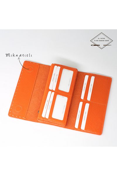 HKY Large Size Magnetic Genuine Leather Women's Wallet