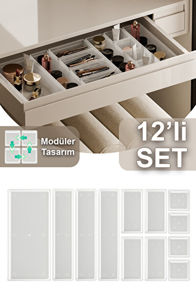 Fesya Home 12-dijelni organizator šminke, set organizatora za ladice, provida...