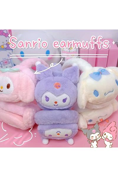 BABUN Foldable Flexible Kuromi Furry Plush Earmuff Sanrio Kuromi Warmer