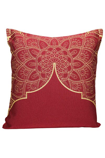 Believe وسادة رمي منسوجة من قماش الجاكار الرمضاني باللون الأحمر اللامع مقاس 45*45