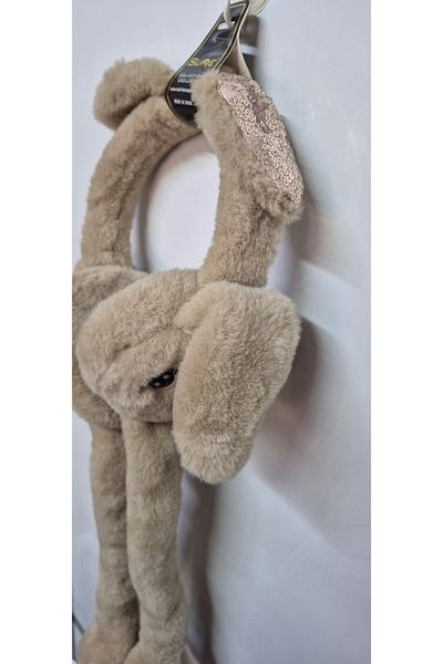 EBMER Ears Shield Moving Plush Headset with Sound Cool Plays Headset-Coffee - Sequins