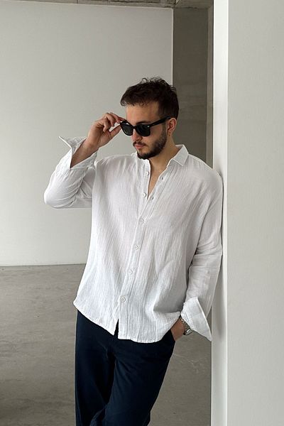 Livio Ferri Βαμβακερό πουκάμισο με γιακά ανδρικό Judge Oversize Half Placket
