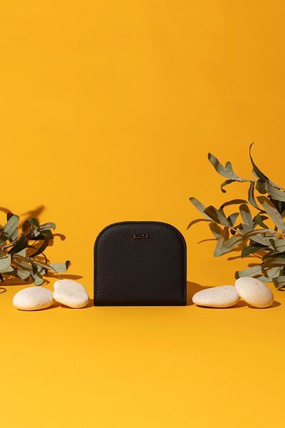 Grande 2817 Genuine Leather Oval Design Minimal Wallet Flother Navy Blue