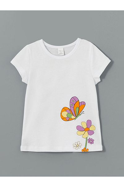 LC Waikiki Crew Neck Printed Girl's T-Shirt
