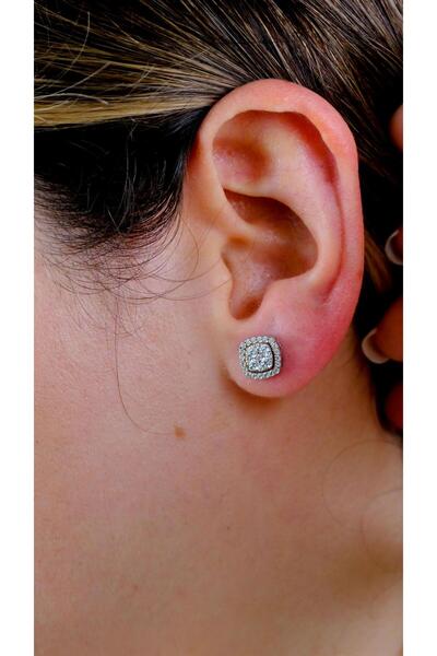 LEA's PIRLANTA 0.66 Karat Pırlanta Kare Küpe