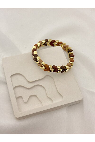 DURUATELİER Ok Model Kahverengi Lastikli Bileklik