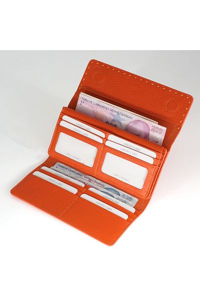HKY Large Size Magnetic Genuine Leather Women's Wallet