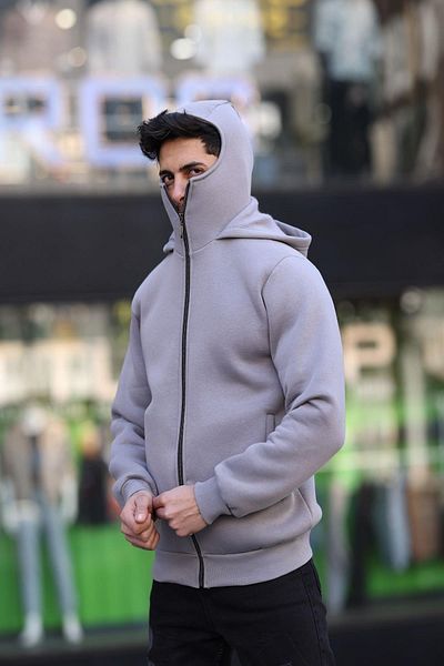 Oksit Φούτερ Unisex με κουκούλα Ninja Snow Mask με τρεις κλωστές βαμβακερό φερμουάρ