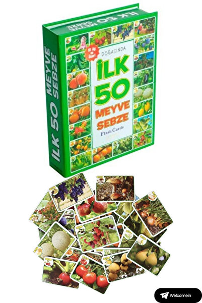 welcomein Toy My Little Baby's First 50 Animal Cards and First 50 Fruit and Vegetable Cards Flash Card Set