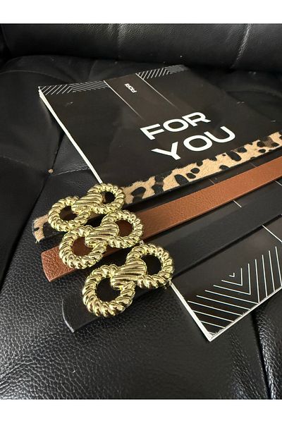 Fiori Cureaua leopard subtire cu catarama aurie, centura pentru haina, centura pentru camasa, centura pentru rochie