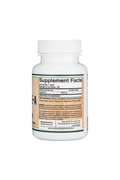 Double Wood Supplements Huperzine A 200mcg (Tested) 120 Tablets - Brain Supplement for Memory & Focus by Double Wood