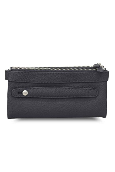 GUARD Матовий чорний шкіряний гаманець з подвійною блискавкою та відділенням для телефону - GRD250301WT1576
