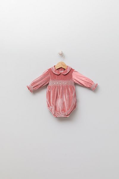 Babydola Retro Baby Girl Floral Velvet Stylish Eid 13444