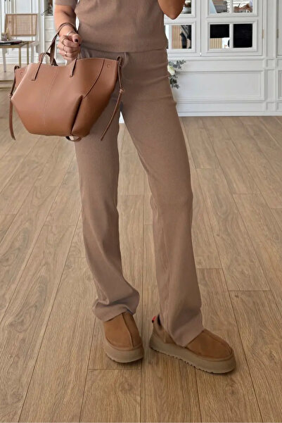 YAKAMEL Pantaloni elastici din ribetă pentru femei