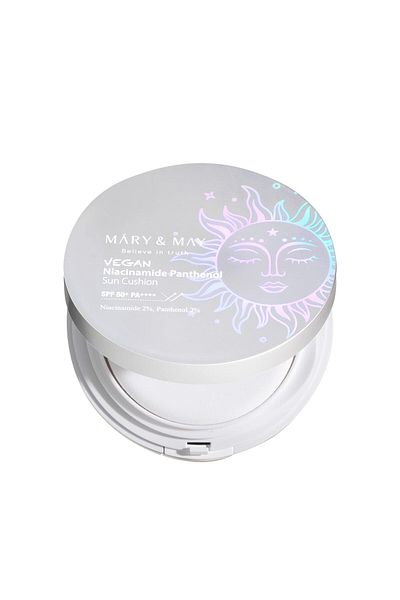 mary&mary Vegan Niacinamide Panthenol Sun Cushion SPF50+ PA++++ | Cooling, Soothing, Korean Skincare, 0.88oz