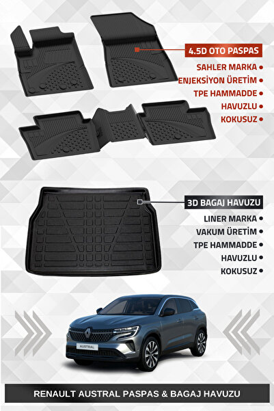 Sahler Renault Austral 2022 Uyumlu 4.5d Premium Havuzlu Oto Paspas Ve Liner M...
