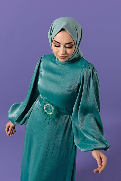 Stilife Dress: Stone Feather Detail, Mint Colored in Janjan Style