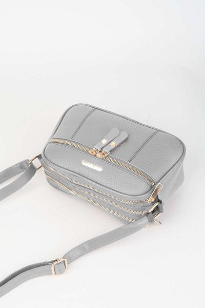Vivaq Women's Squirrel Light Gray 4 Compartment Faux Leather Medium Size Zipper Closure Handbag and Shoulder Bag