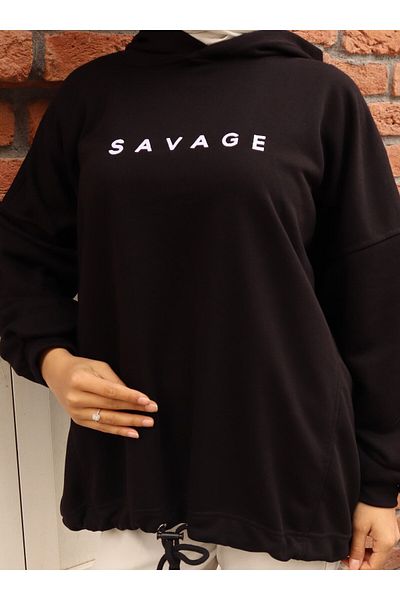 VAV HOODED OVERSIZED SWEAT - Μαύρο - Vav