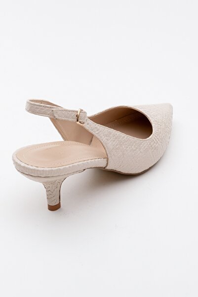 LuviShoes Value Beige Patterned Women's Heeled Shoes